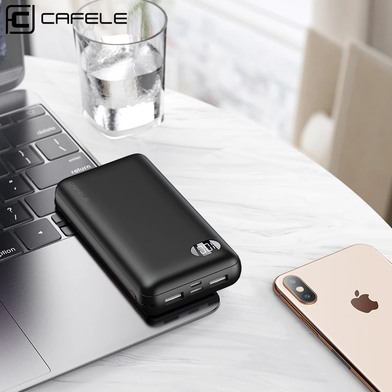 Cafele power Bank 20000 мАч светодиодный дисплей портативное зарядное устройство внешний