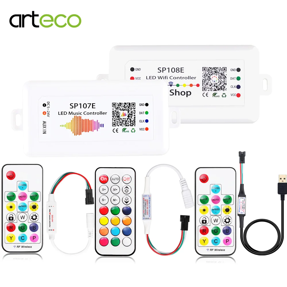 5-24 В ws2811 ws2812 контроллер мини 3Key RF 17Key 21Key Bluetooth музыкальный Wifi контроллер для светодиодной полосы пикселей ws2812 SP110E SP107E