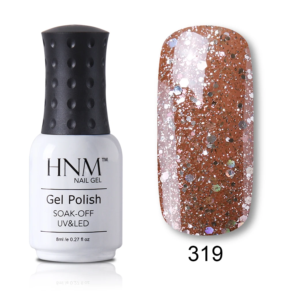 319 HNM 8 мл чистый Bling УФ-гель для ногтей Lucky лак замочить от УФ светодиодный Полупостоянный замочить от красный розовый синий черный лак - Цвет: 319