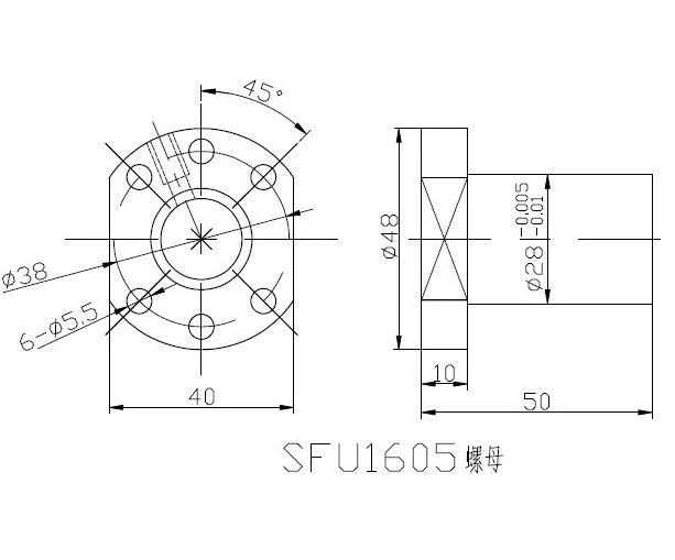 SFU1605 комплект: 200 300 400 500 600 700 800 900 1000 1200 1500 1550 мм шариковый винт+ BK12BF12+ Корпус шариковинтовой передачи+ муфта с ЧПУ части RM1605