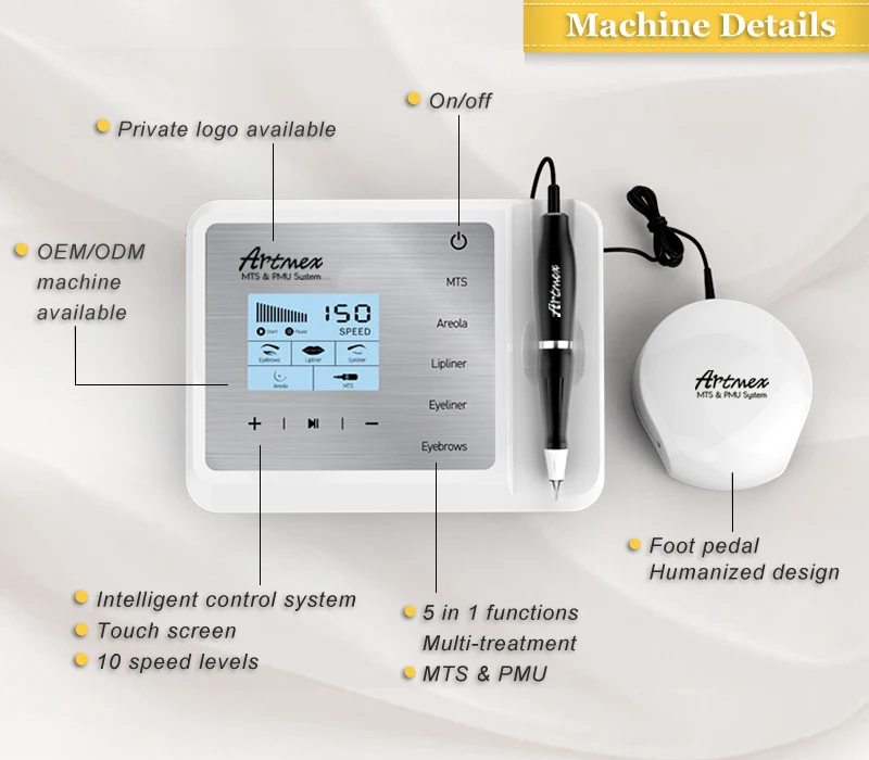 Artmex V9 поворотная ручка Перманентный тату машинка для макияжа MTS PMU system с V9 иглой татуировки