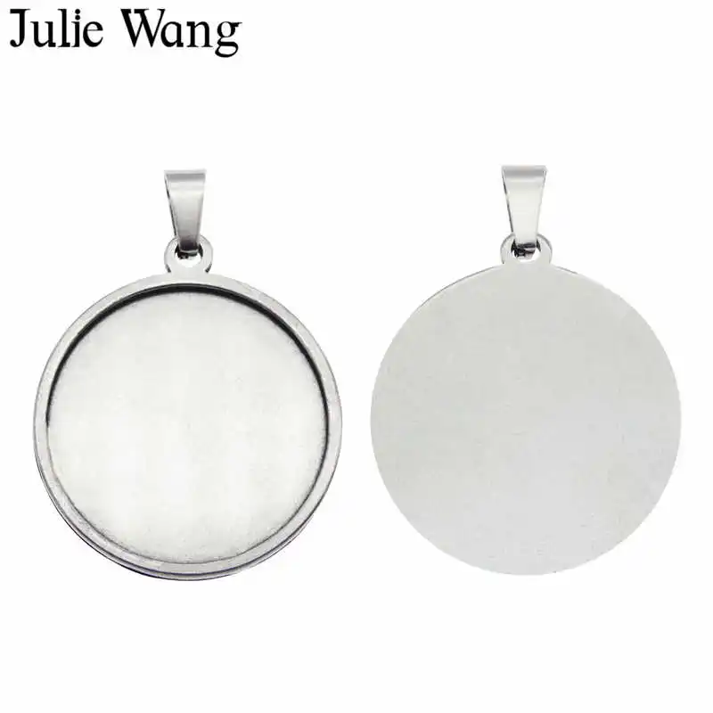 Julie Wang 1 шт. 25/30 мм нержавеющая сталь круглая рамка кабошон базовые настройки