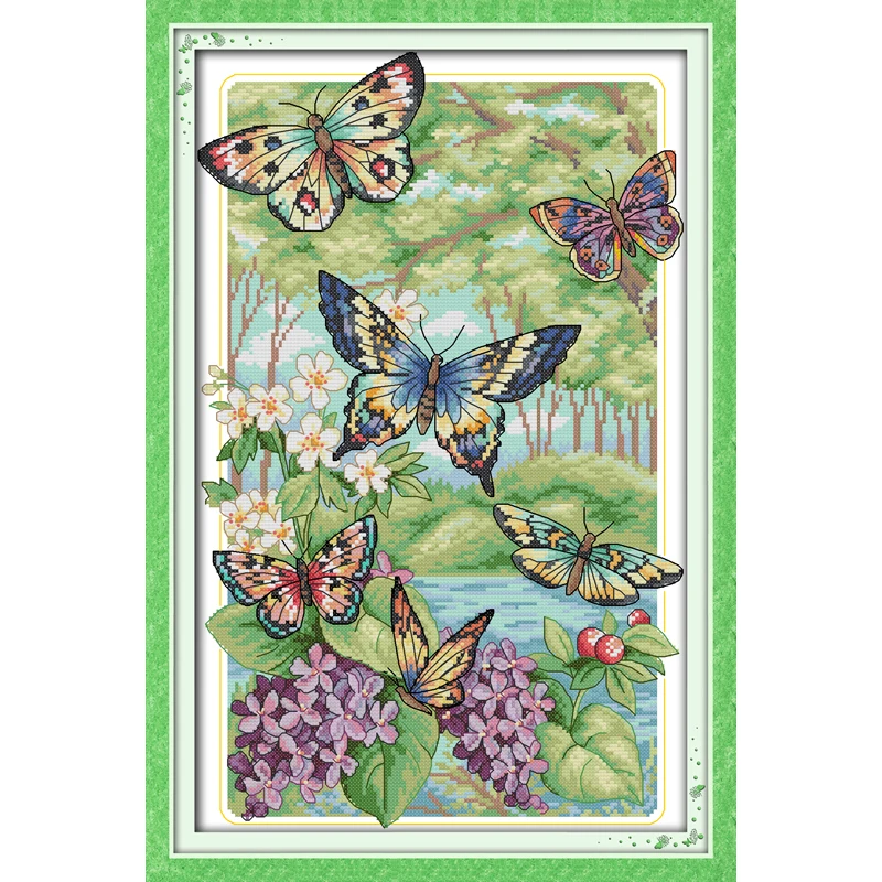 

Everlasting Love Christmas Butterflies Fly In The Forest Chinese Cross Stitch Kits Ecological Cotton New Store Sales Promotion