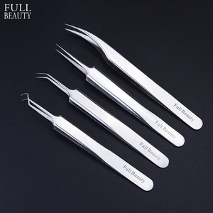 Пинцет из нержавеющей стали для ухода за лицом, Изогнутый пинцет для удаления черных точек, акне, бровей, CHFBNC01-04, 1 шт.