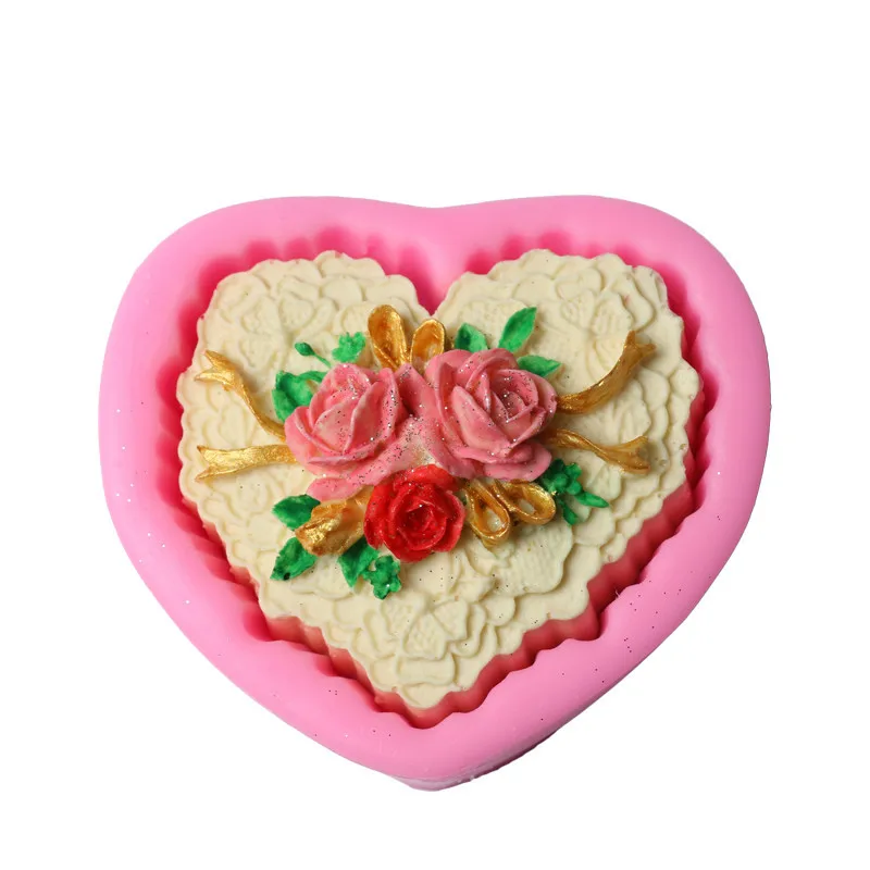 

Силиконовая 3D форма для торта на День святого Валентина, форма в форме сердца, цветка, розы, фотоформа, инструмент для выпечки