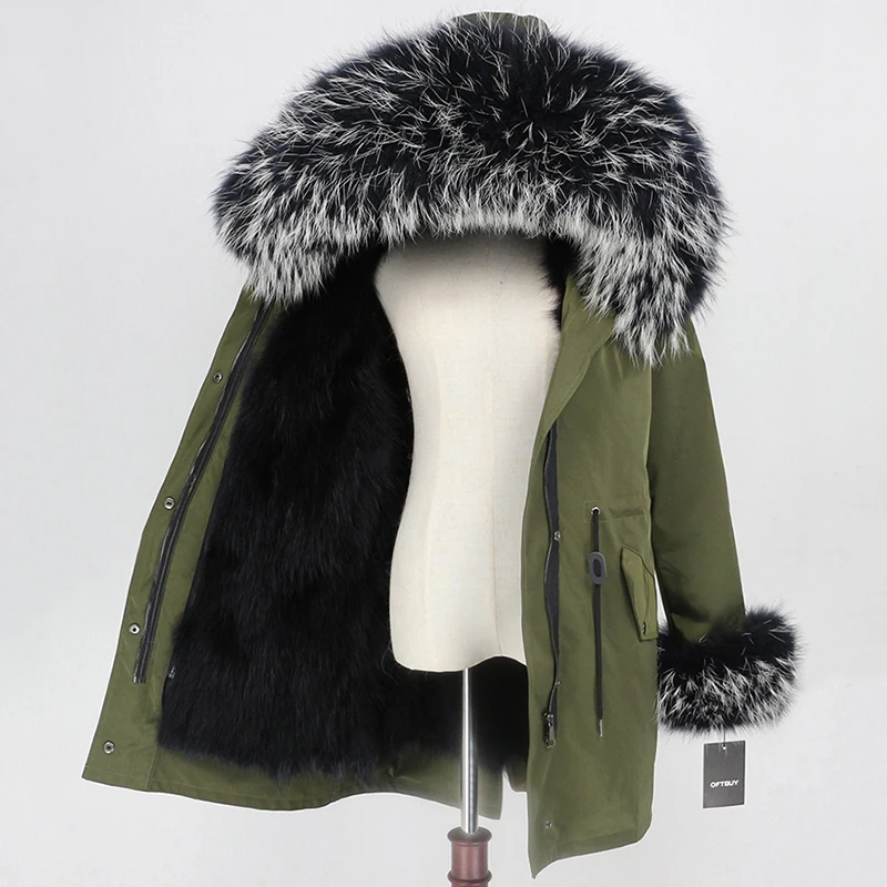 OFTBUY пальто с натуральным мехом енота, капюшон с манжетами, подкладка из лисьего меха, зимняя куртка, Женская длинная парка, водонепроницаемая верхняя одежда, новинка