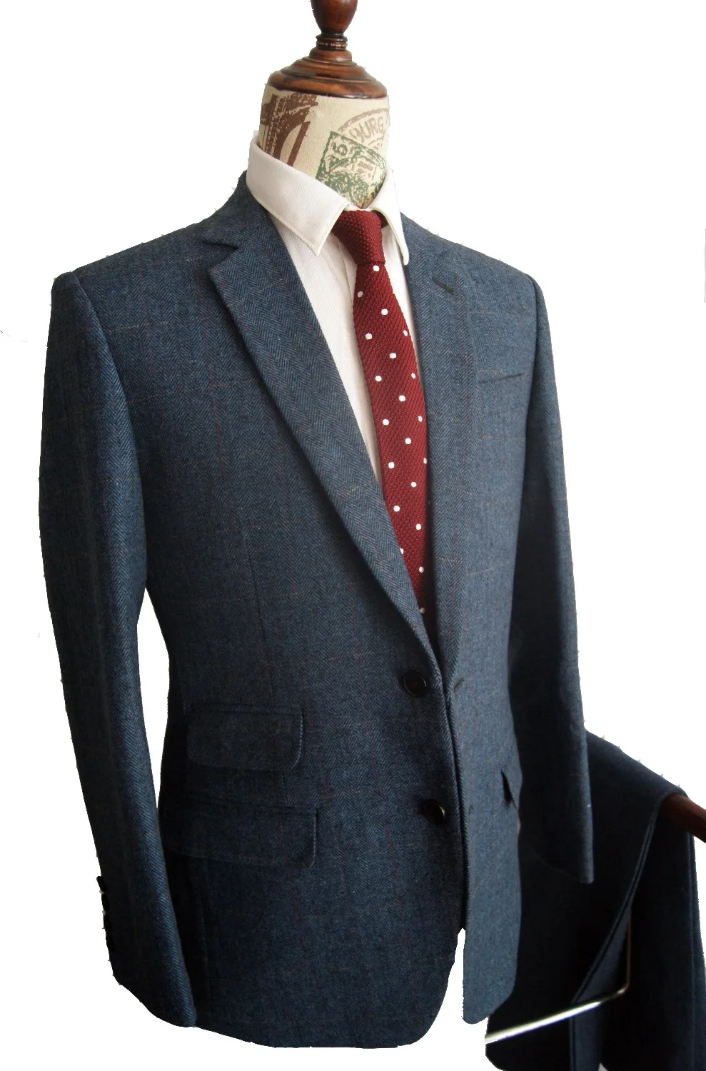 Airtailors синий твид Смокинги для женихов шерсть елочка британский стиль