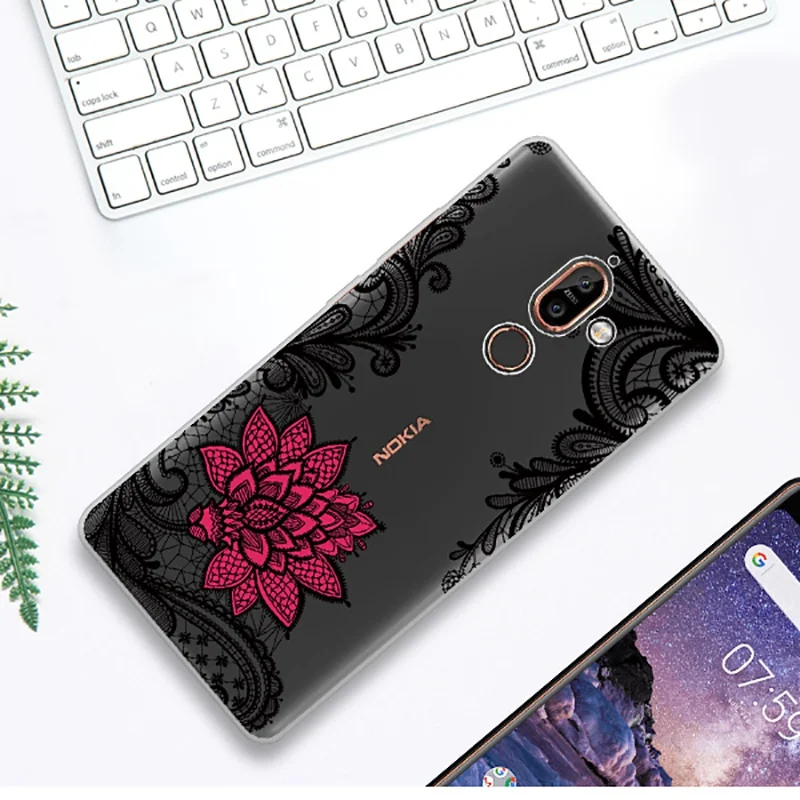 UTOPER чехол для Nokia 7 Plus Капа 6 2018 силиконовый прозрачный Футляр Цветок 5 Etui nokia 8 2 3 |