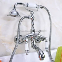 chrome finish double handles bathroom wall mounted bathroom tub faucets whand shower sprayer mixer tap bna218