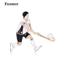 funmor casual playing ball figure enamel brooches athlete men hoodies t shirt tanks decoration jewelry game accessories presents
