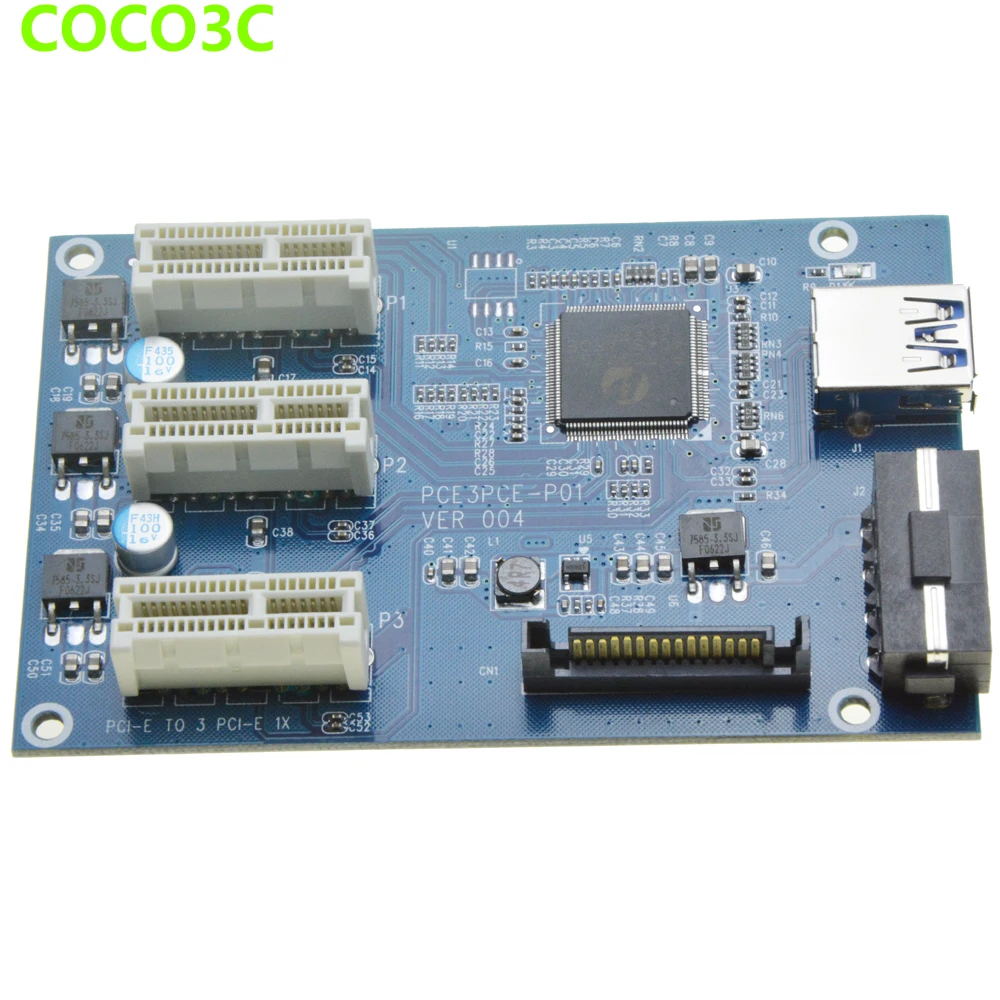 Mini PCIe 1 to 3 PCI express 1X slots Riser Card Expansion adapter Mini ATX Laptop to PCI-e Port Multiplier enlarge