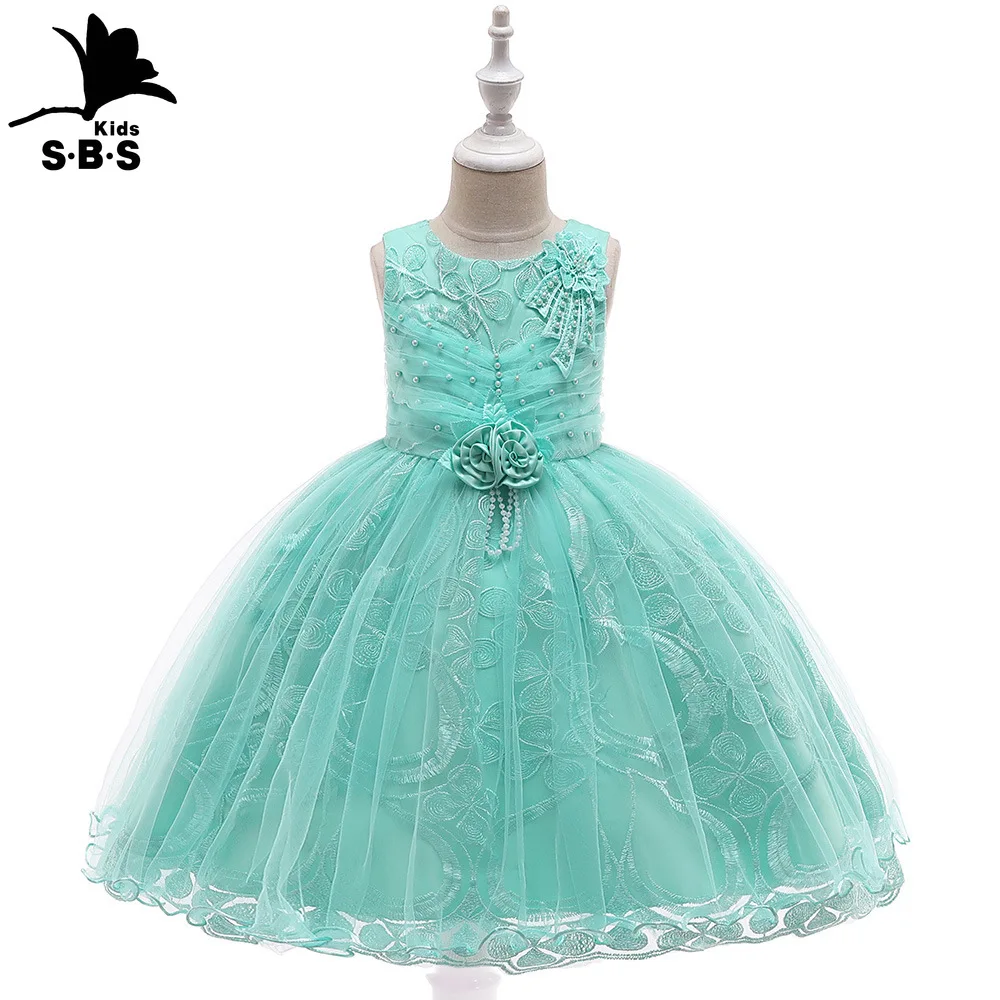 2019 New One Piece Dress Kids Clothing Gown Evening for Baby Girl Children Lace Dresses Patterns Floral Maxi Blue | Детская одежда и
