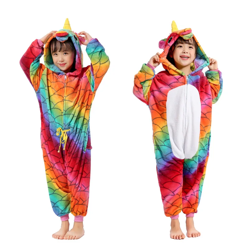 

Kid's Kugurumi Onesie Animal Costume Flannel Soft Whole Pajama One Piece Boy Girl Child fish scale Winter animal sleepwear