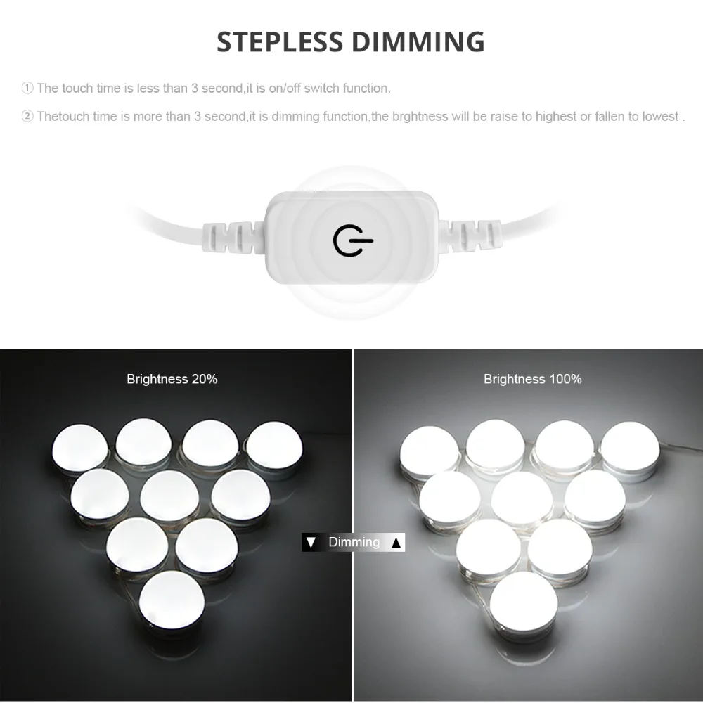 10 светодиодный набор ламп туалетный столик макияж зеркало холодный свет