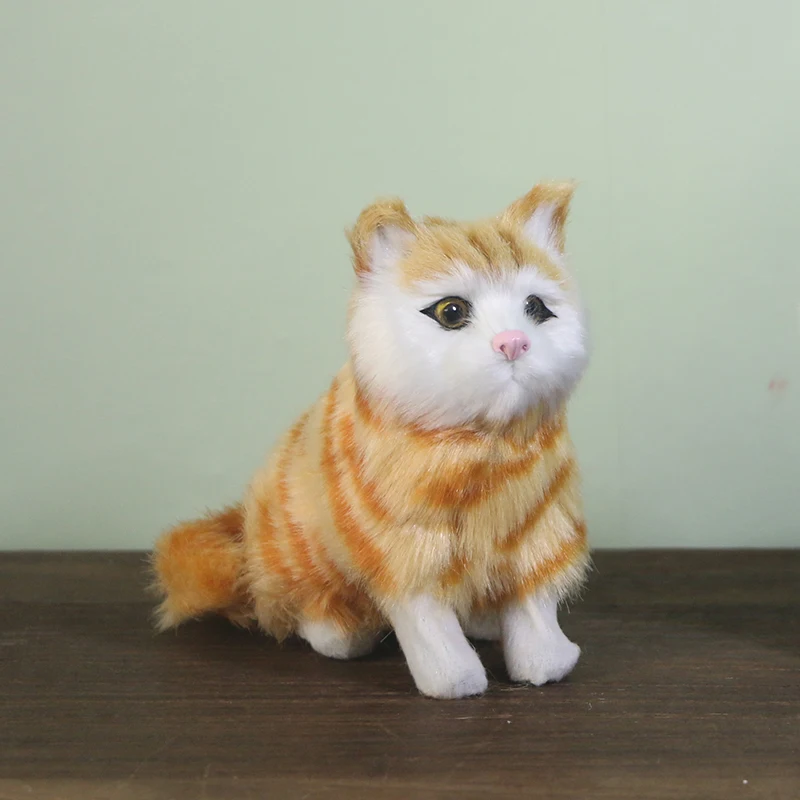 

Искусственная модель кошки из полиэтилена и пуха miaow, около 12x13 см, ручная работа, украшение для дома и сада, подарок a2055