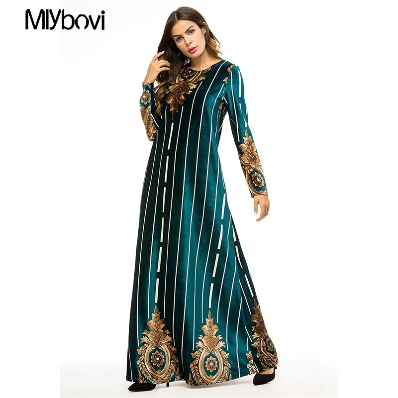 Vestido женское платье кафтан арабский абайя Дубай бархатное мусульманское с