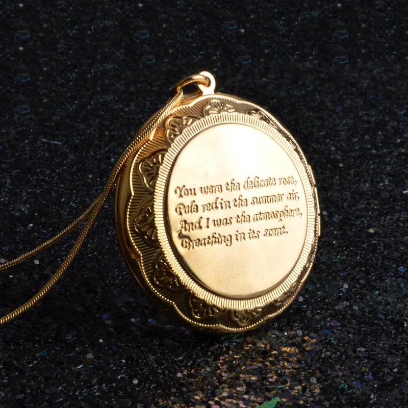 Retro Round FLOWER words Photo box Pendant Necklace for Women Silvery color Jewelry Gift Dropshipping Wholesale | Украшения и