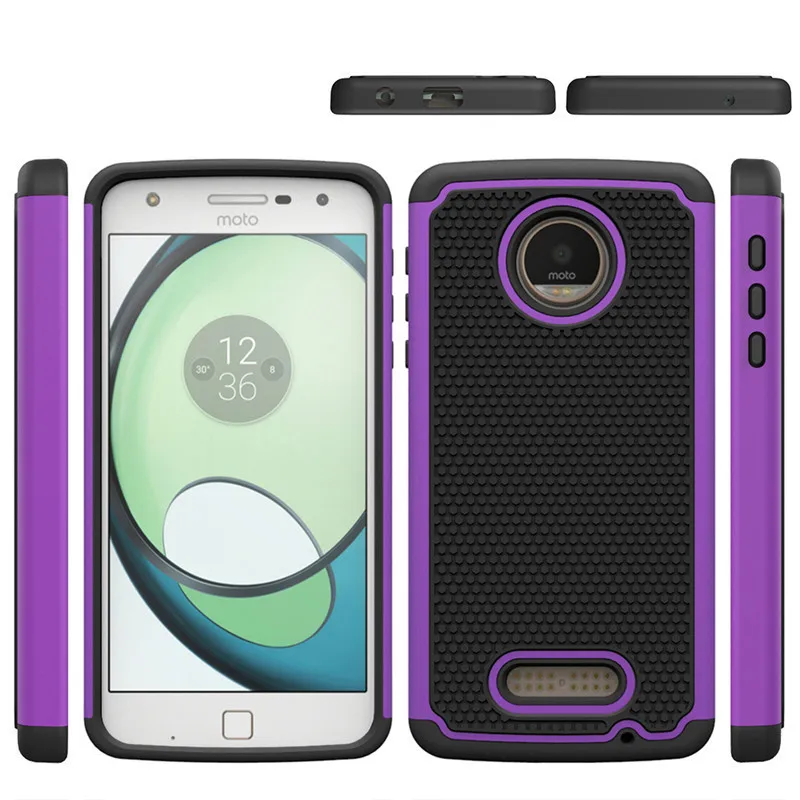 Двойной Слои антидетонационных Телефон чехол для Motorola Moto Z Play крышка кремния и Пластик Панцири противоударный 2in1 назад Чехол протектор
