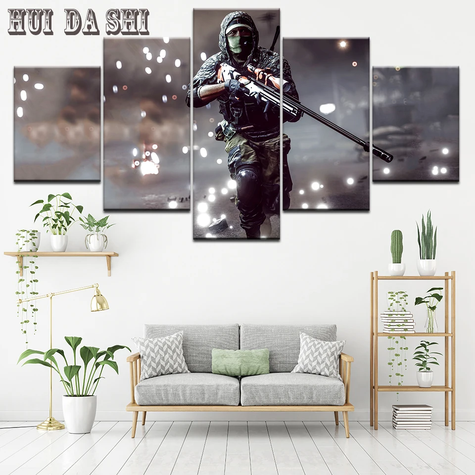 5 шт. холсте холст картина боя снайпера HD печатных Wall Art домашний декор плакат для