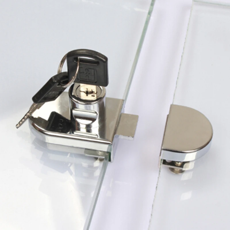 

Glass Display Cabinet/Showcase Locks Zinc Alloy Single/Double Door No Need Drilling Easy To Install