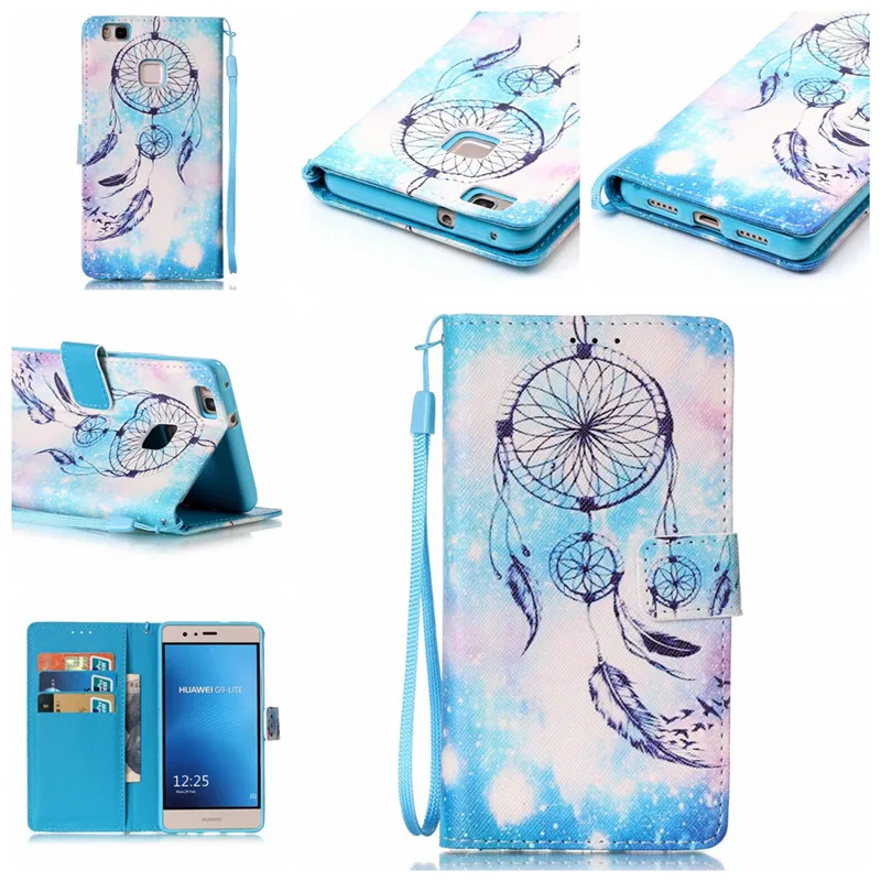 Cartoon Flip Leather Cases For Funda Huawei P9 Lite case Ascend Wallet Case Card Phone Cover Coque Capa | Мобильные телефоны и