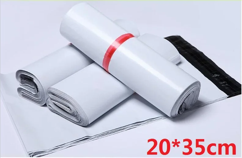 

25Pcs/lot 20*35CM White Poly Self-seal Mailbags Plastic Courier Destructive Poly Mailing Plastic Bags Express Mail Bag (00187)
