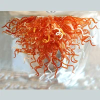 top design orange color triangle flush mounted handmade blown glass art chandelier lighting