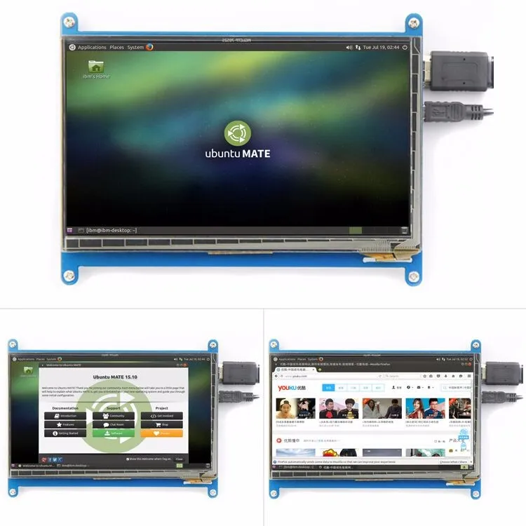 7 дюймов Raspberry Pi HDMI ЖК дисплей емкостный Сенсорный экран Дисплей 1024*600 поддержка