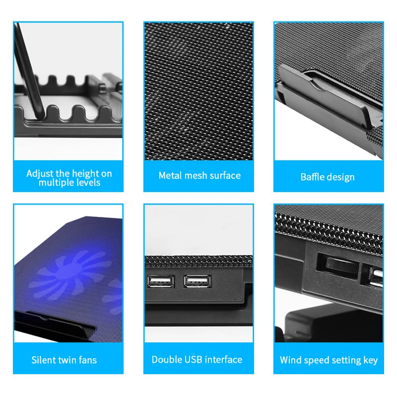 Подставка для ноутбука с 2 вентиляторами подходит ноутбуков 11 13 14 15 6 17 дюймов