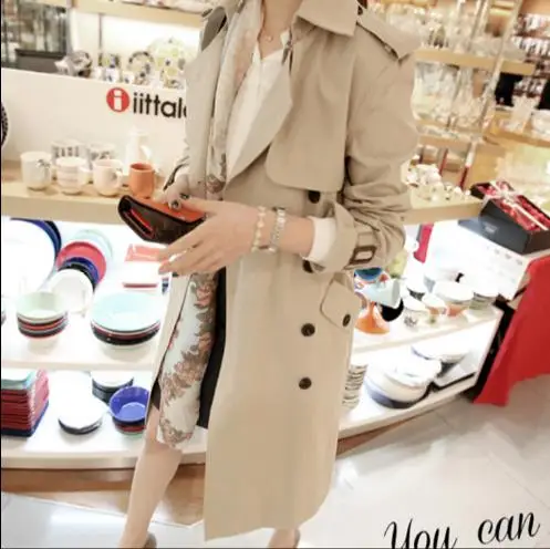 Двубортный Md Длинный плащ женский 2019 Новая мода отложной воротник длинный рукав