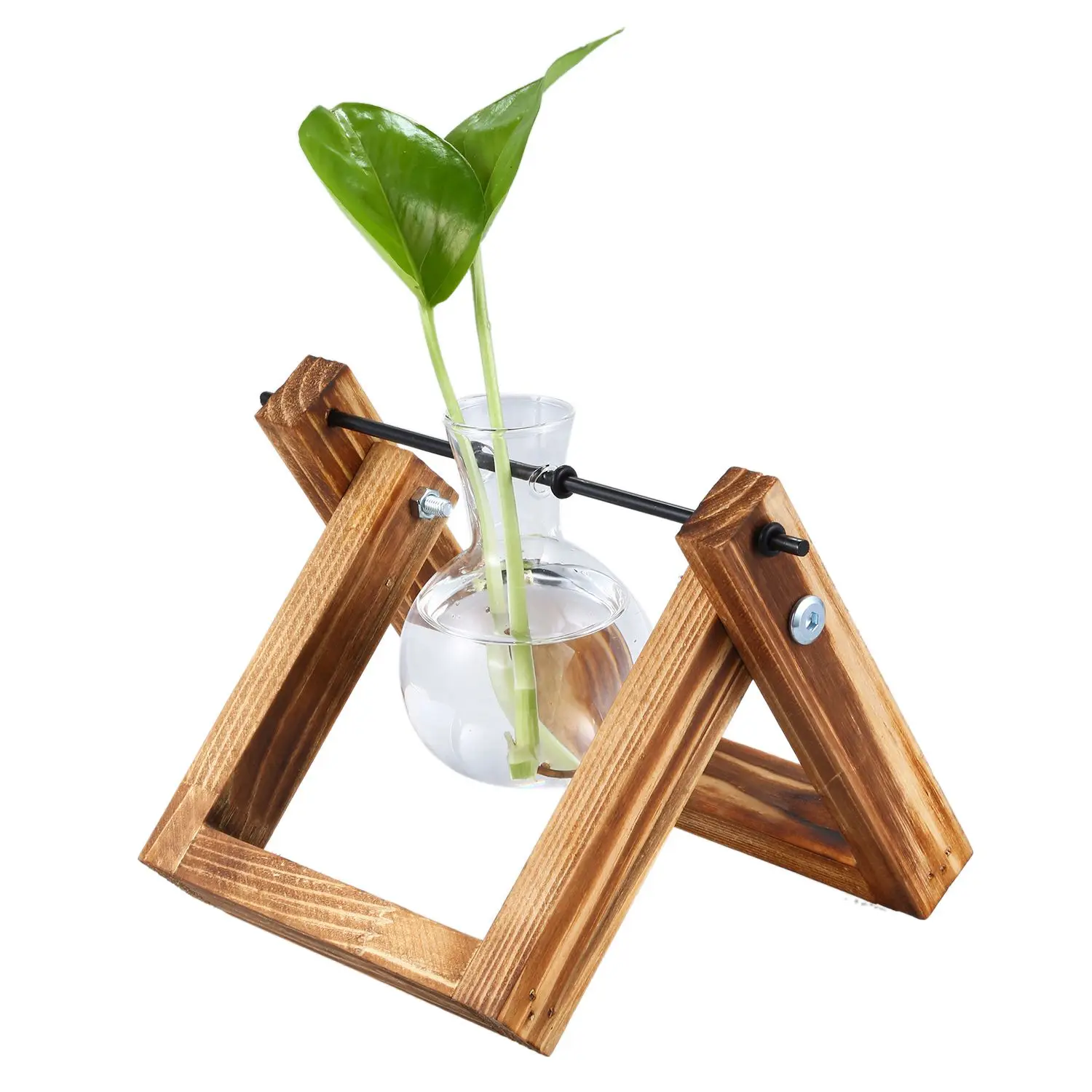 Деревянная подставка прозрачные стеклянные контейнеры для растений стоя