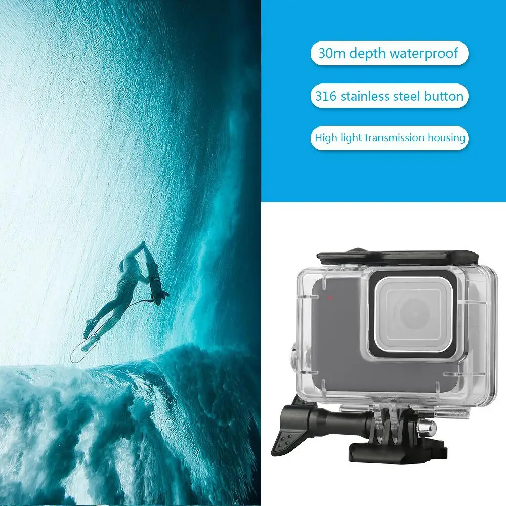 Водонепроницаемый корпус Yiwa 21 в 1 30 м защитный чехол для GoPro HERO7 белый серебристый