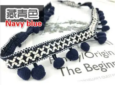 Navy blue 5 Ярд/лот цветная лента бахрома волосы мяч кружево отделка одежды аксессуары для одежды юбка занавес кружево с помпонами кисточкой украшения - Цвет: Navy blue