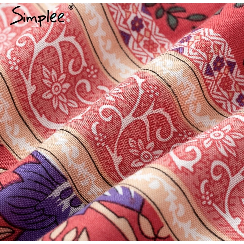 Женское летнее короткое платье Simplee, из двух частей, элегантный винтажный пляжный мини-сарафан с цветочным принтом, оборками и открытыми плечами