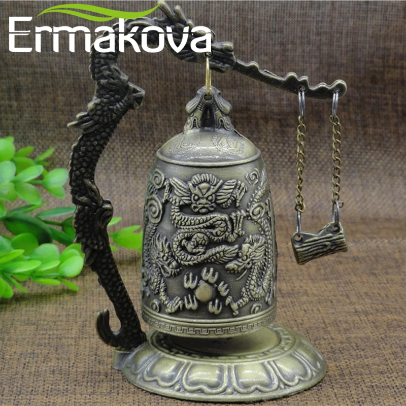 Ермакова колокольчик с драконом бронзовые часы на удачу колокольчик Баш фэн-шуй буддийский медитационный алтарь подарок сувенир Домашний Настольный Декор