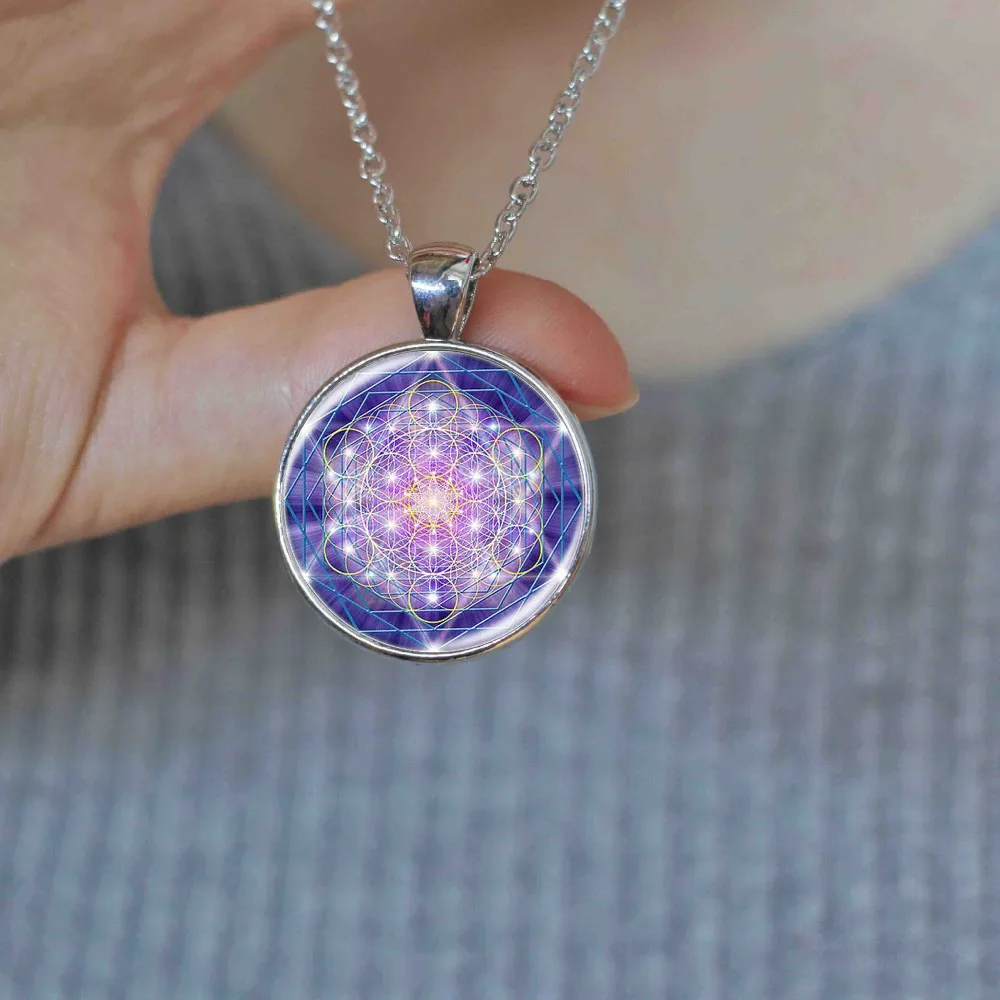 Fashion cabochon bronze glass pendant multicolor flower of life yoga necklace mandala choker neckless Zen jewelry | Украшения и