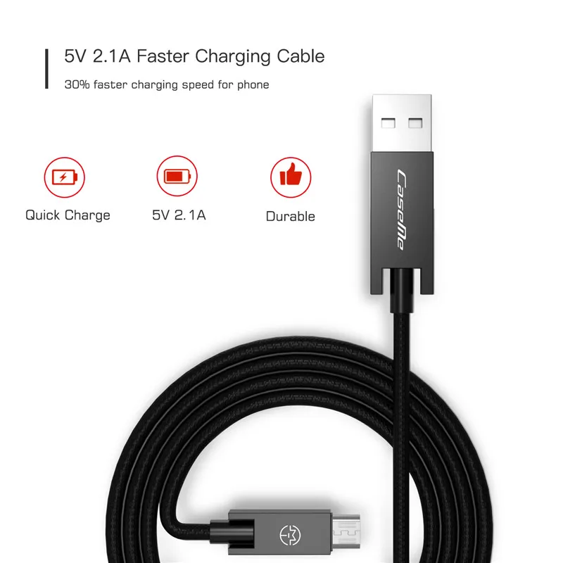 Caseme Micro USB кабель Android плетеный нейлоновый Зарядное устройство быстрая зарядка
