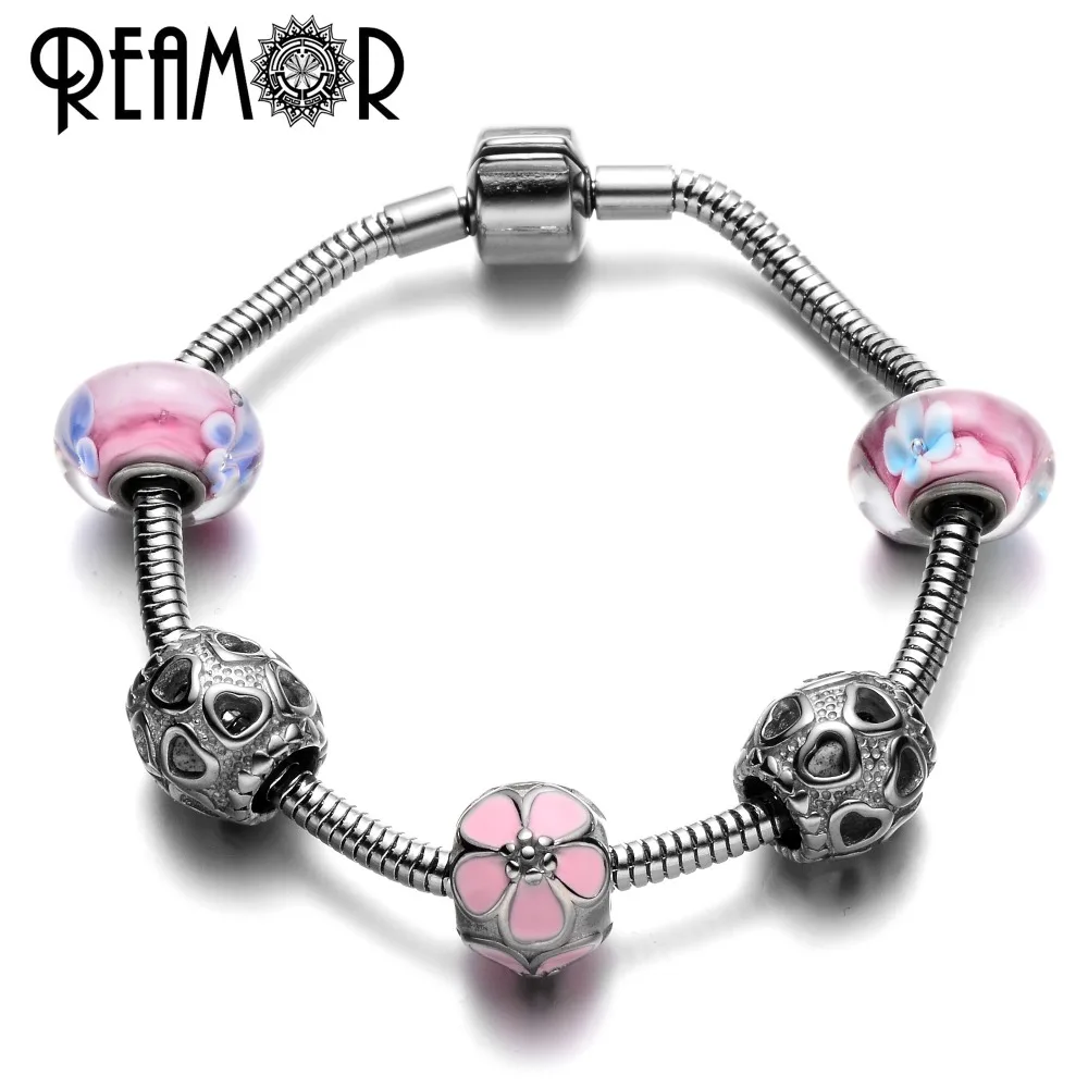 REAMOR 17/18/19/20/21 см 316l цепь из нержавеющей стали змея Сердце застежка металлический