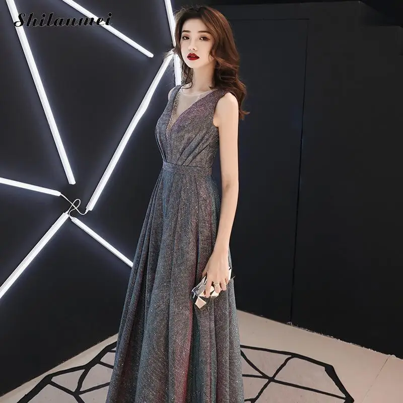 Fashion High Waist Sleeveless Women Long Dress 2019Summer Sexy V Neck Floor-Length Evening Party Female Backless maxi Robe | Женская