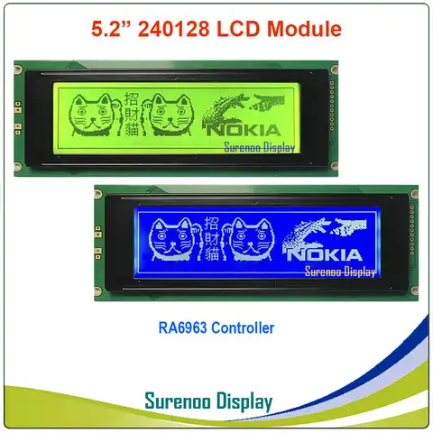 24064 240*64 графическая матрица, ЖК-модуль, экран дисплея со встроенным контроллером RA6963, желтый, зеленый, синий с подсветкой