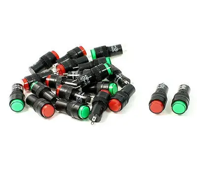 

20 Pcs AC220V Red Green Round Cap Indicator Light Pilot Lamp