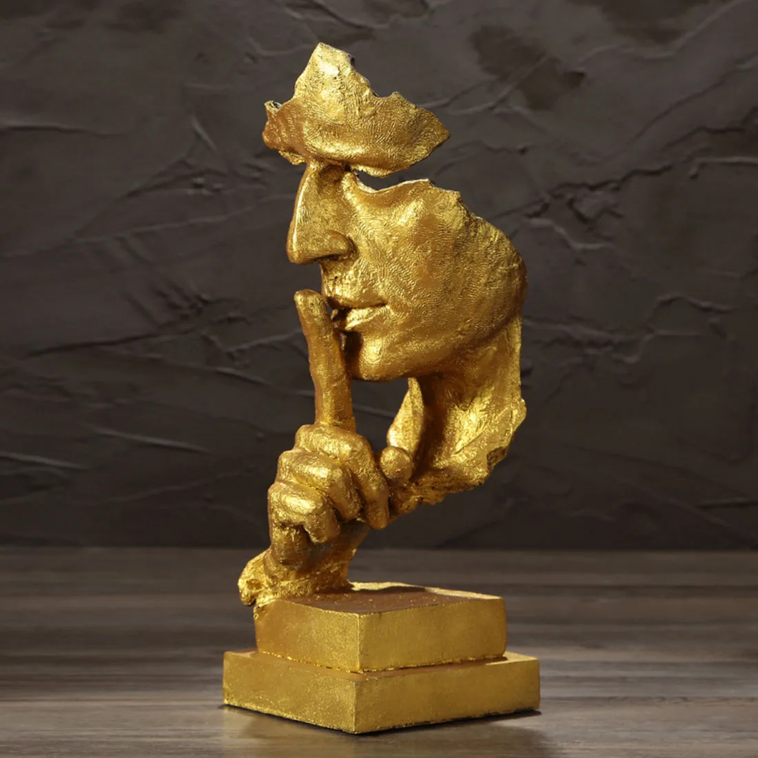 

Silence Is Gold Abstract Sculpture Figurine Ornaments Office Home Decoration Accessories Modern Art Resin Decoration Crafts