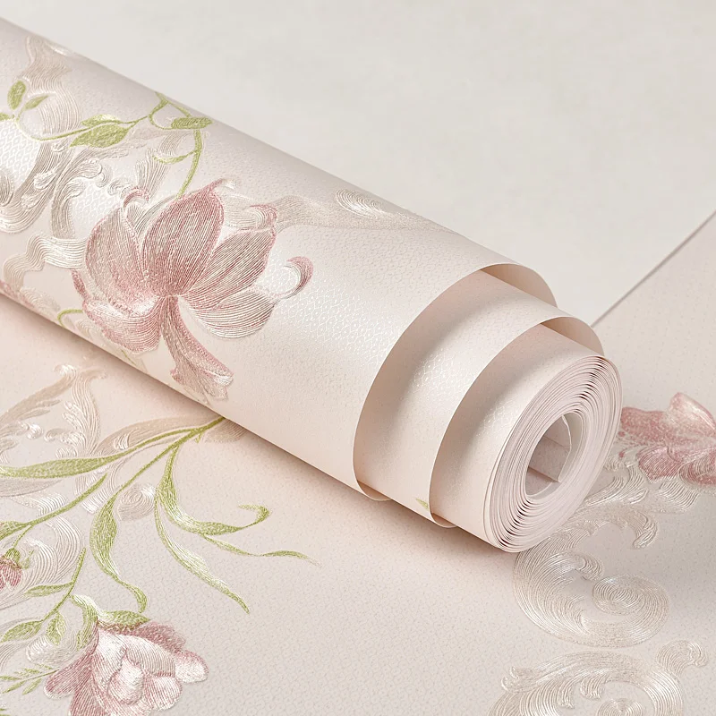 Креативная Милая Цветочная полосатая настенная бумага 3d рельефная Свадебная