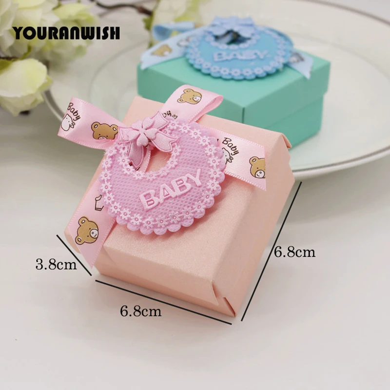 24 шт./лот декоративные нагрудники Тиффани синие и розовые подарки на Baby Shower