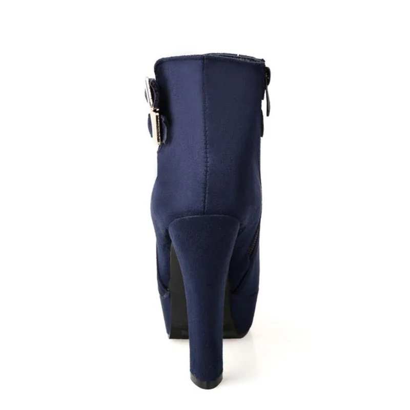 FITWEE Size 33-43 Women Ankle Boots High Heels Female Side Zipper Shoes Metal Buckle Platform Botas Fashion Winter | Обувь