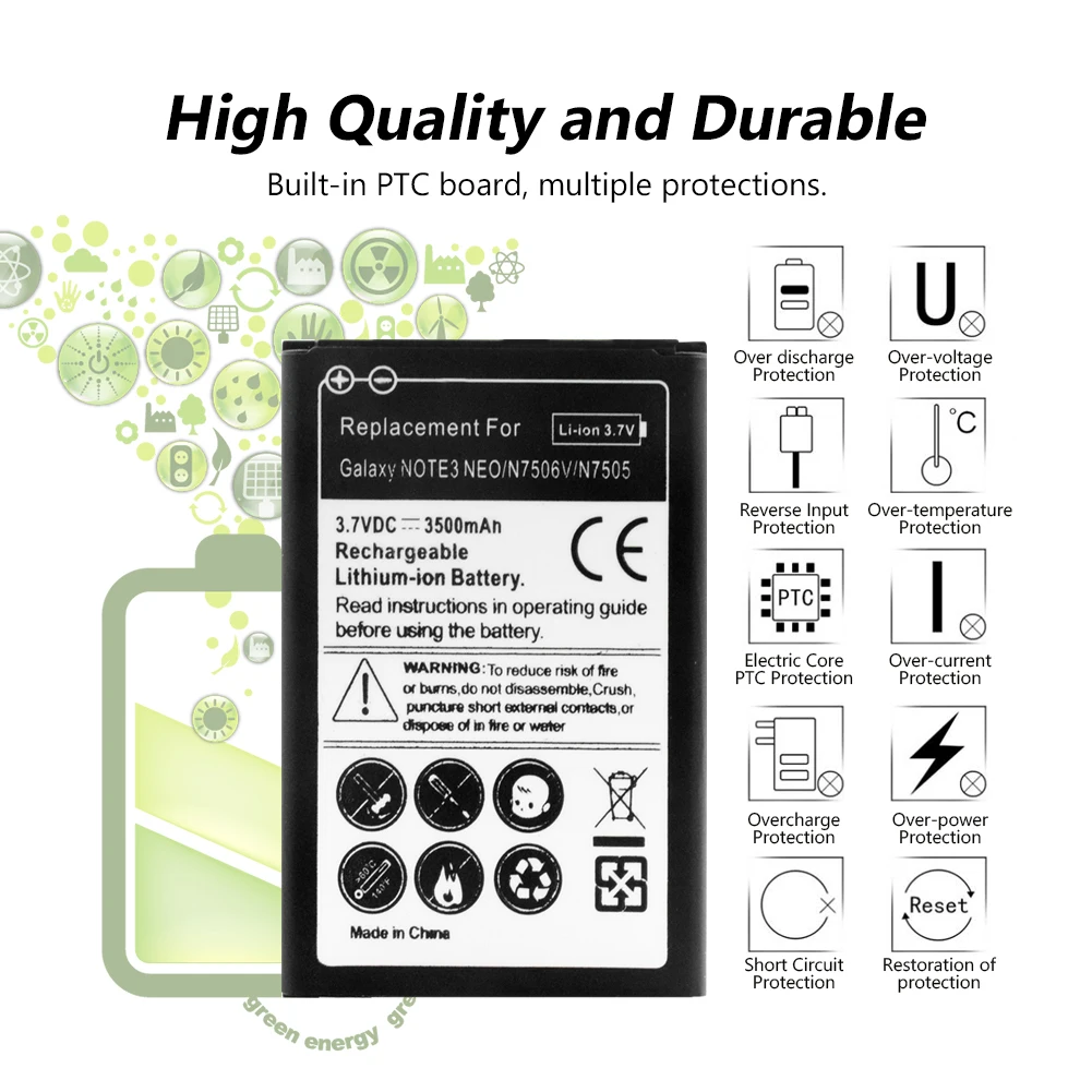 YCDC 3 7 V Li Ion 3500mAh Сменный аккумулятор для SAMSUNG GALAXY Note Mini Neo SM
