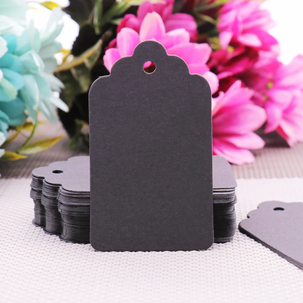 100 шт./лот DIY Craft бумажные бирки зубчатый прямоугольник Пасхальный Свадебный