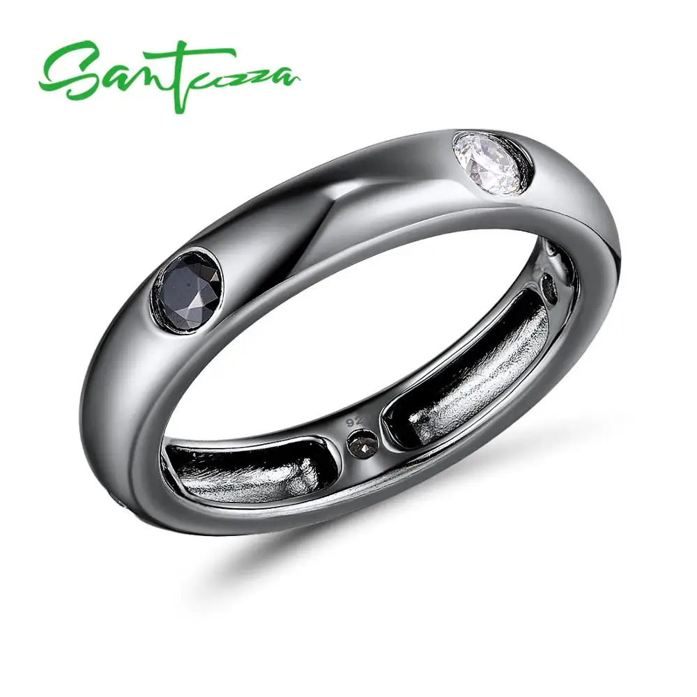 Black Color Santuzza серебряное кольцо для женщин из чистого 925 пробы серебра многоцветные драгоценные камни стекируемые кольца вечности модные ювелирные изделия - Цвет основного камня: Black Color