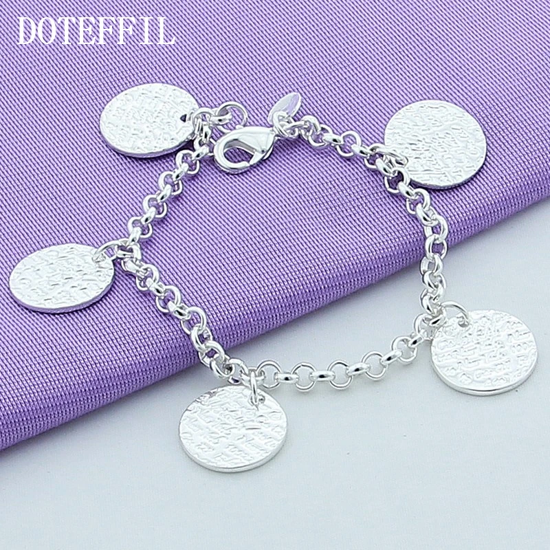 DOTEFFIL серебро 925 пробы браслет с пятью круглыми зернами для женщин модное