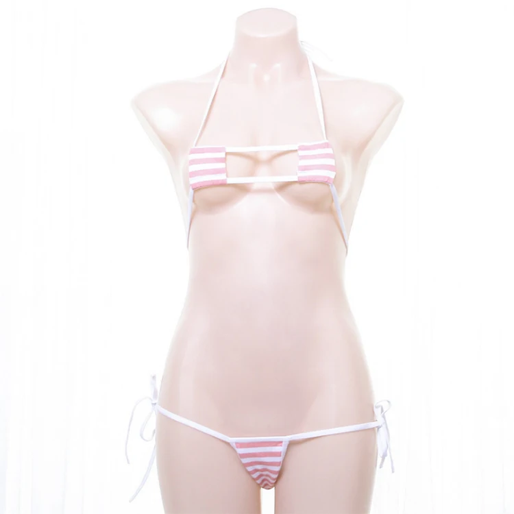 Bra and Panty Размеры короткая футболка с героями из японского аниме «Стиль Полосатое белье комплект с бюстгальтером из хлопка harajuku милые привлекательные чехлы с названием песни «Hatsune Miku бикини розового и голубого цвета, нижнее белье Косплэй - Цвет: Bra and Panty